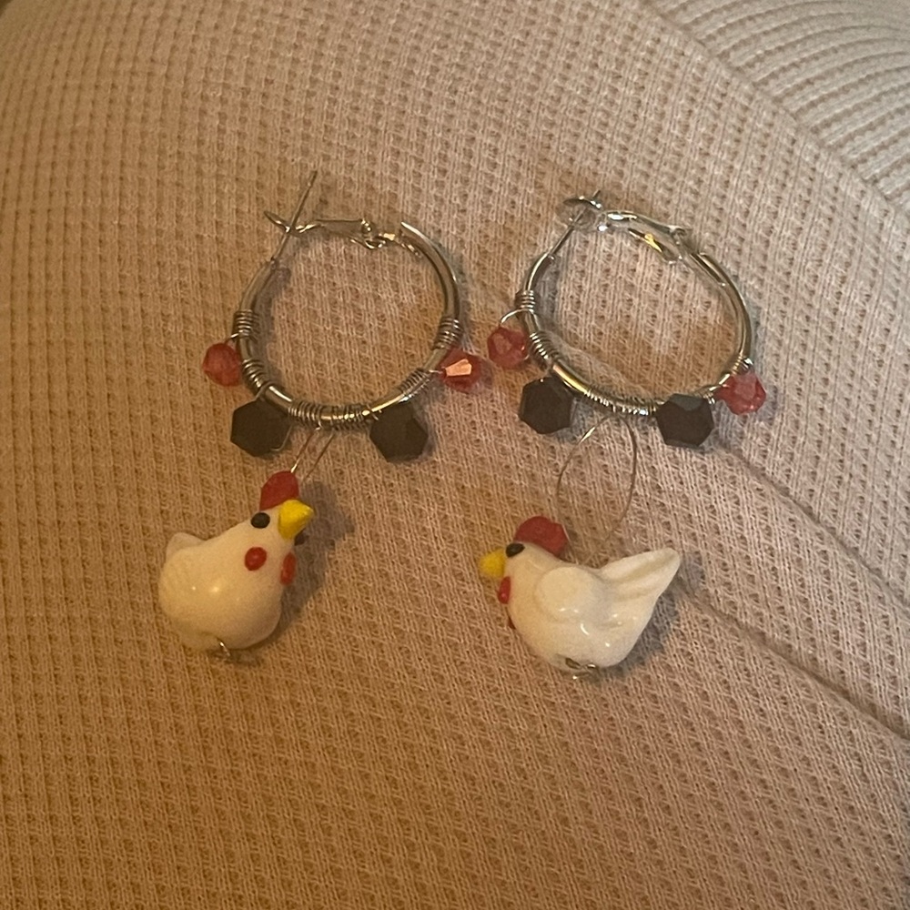 Chicken earrings - Picture 2 of 2